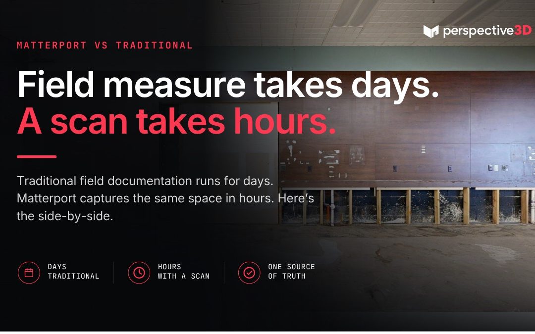 Vacant commercial real estate under active renovation using Matterport 3D compared to traditional field documentation