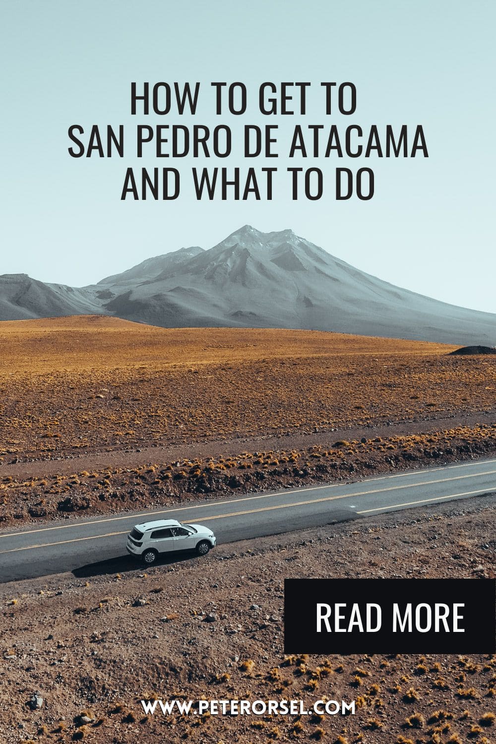 Car driving with an incredible mountain view in atacama