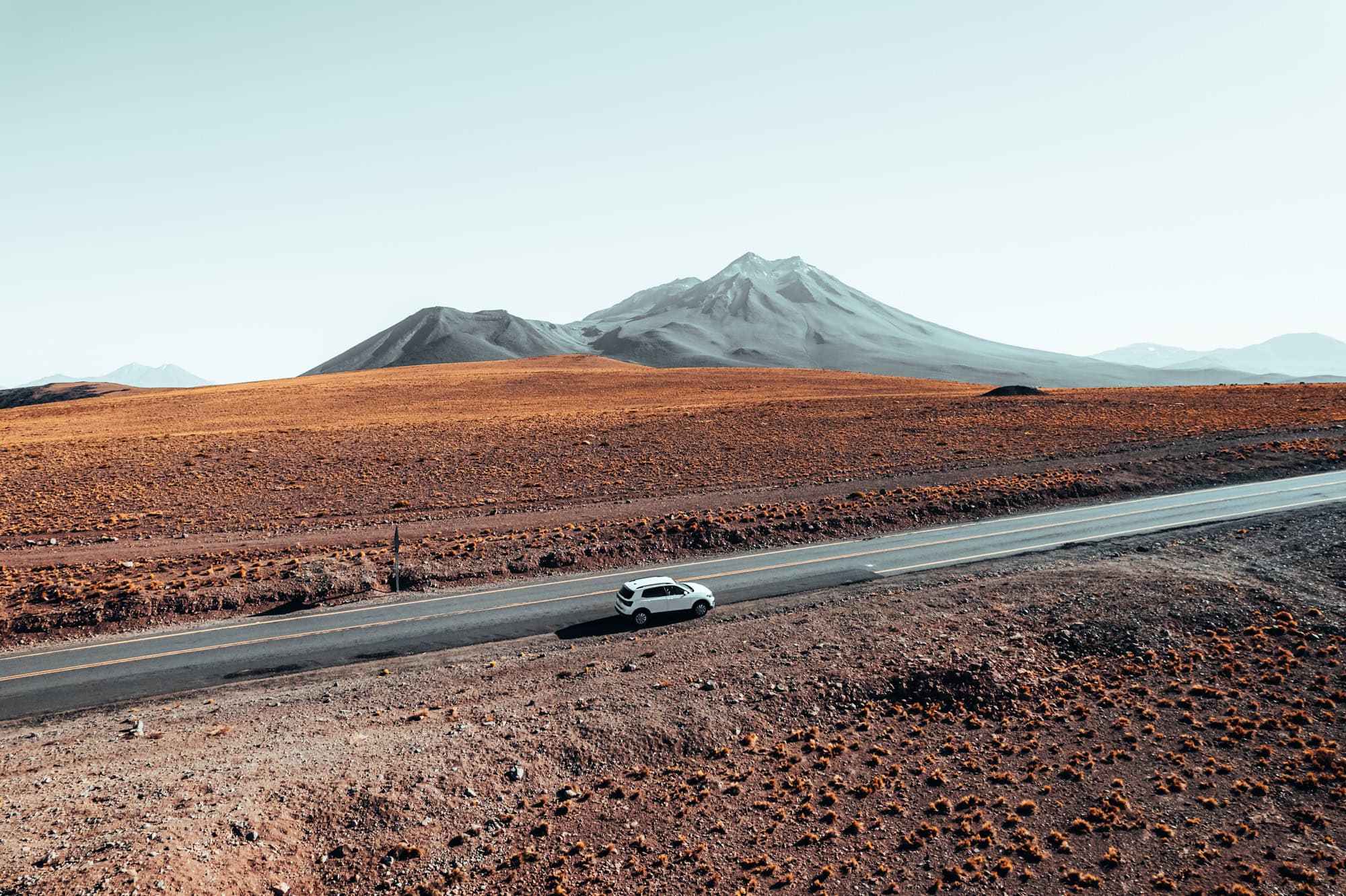 A rental car in the atacama desert of Chile