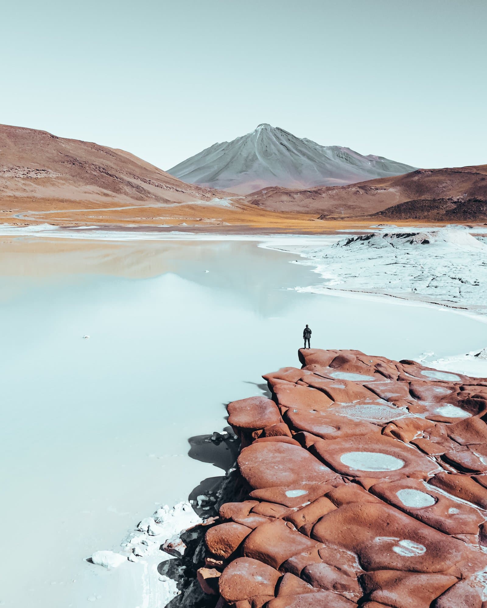 Man standing by Salt Lagoon
