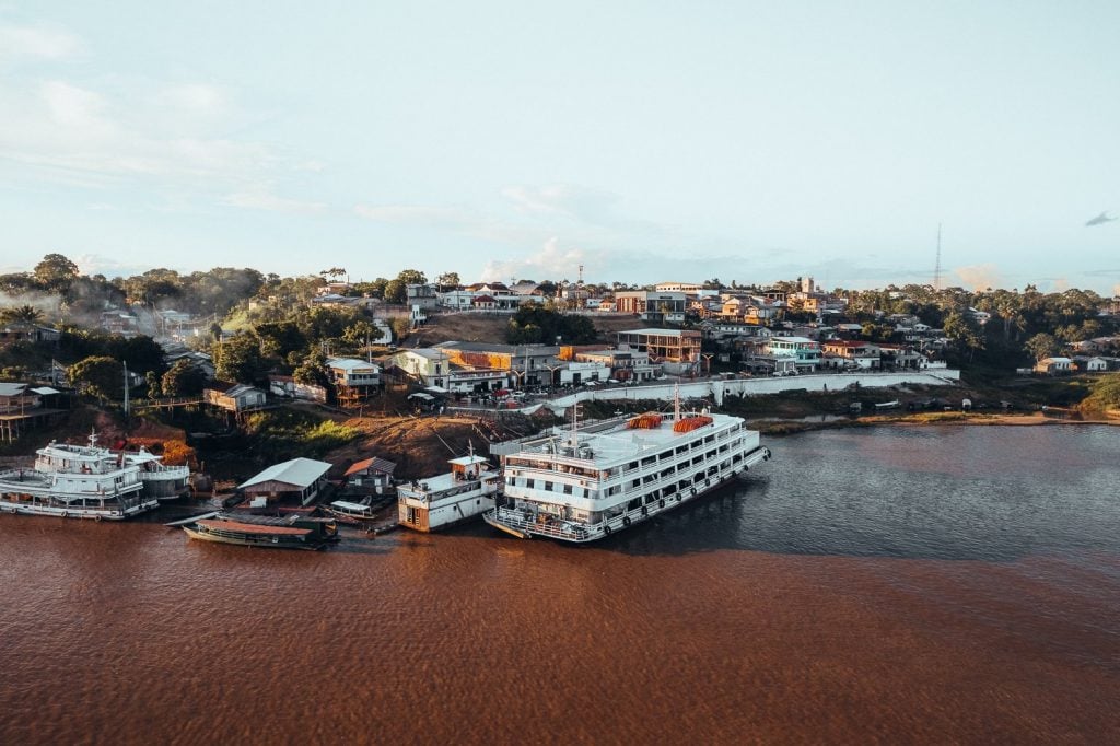 Cruise ship by amazon river