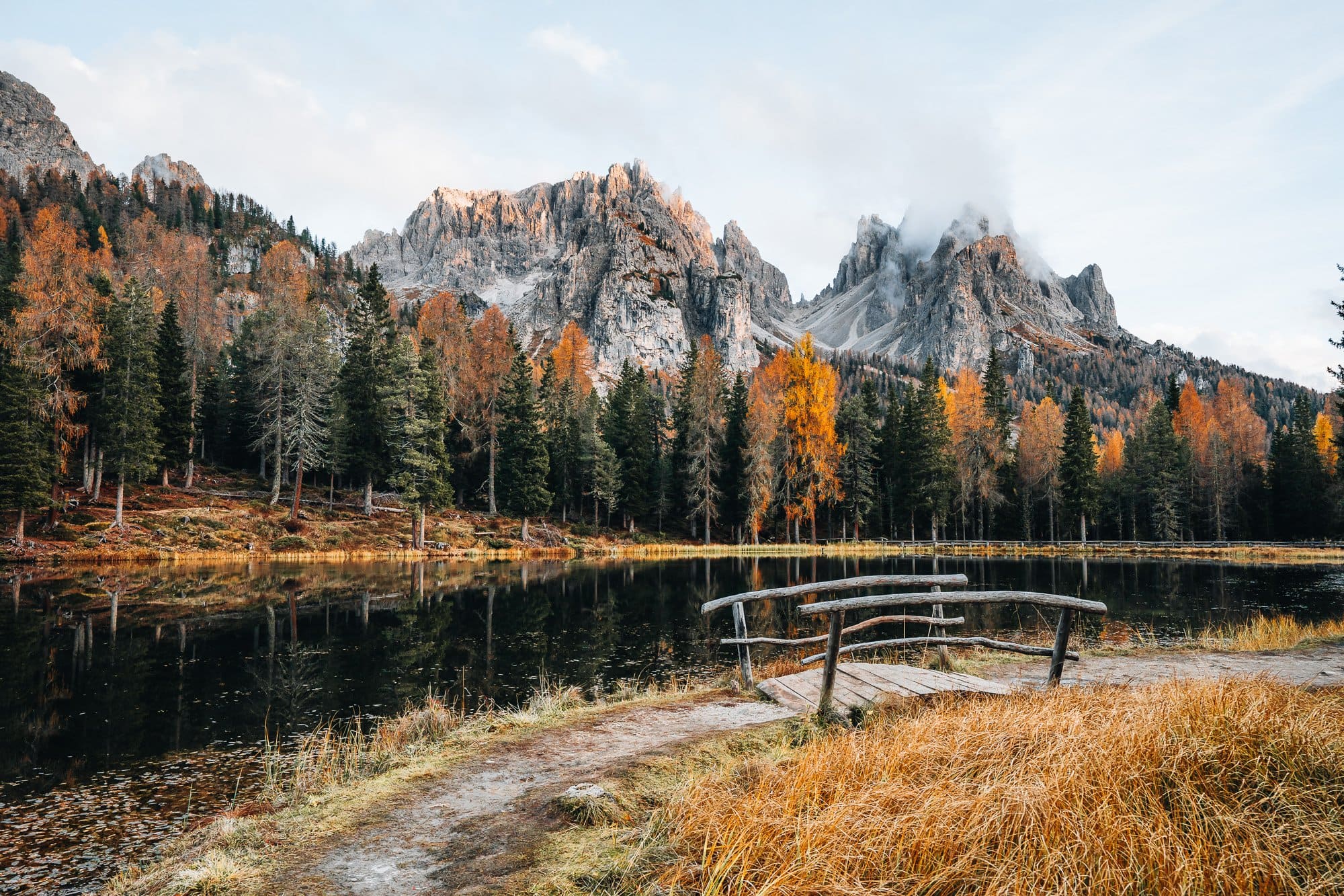 Pathway beside a Lake and mountain