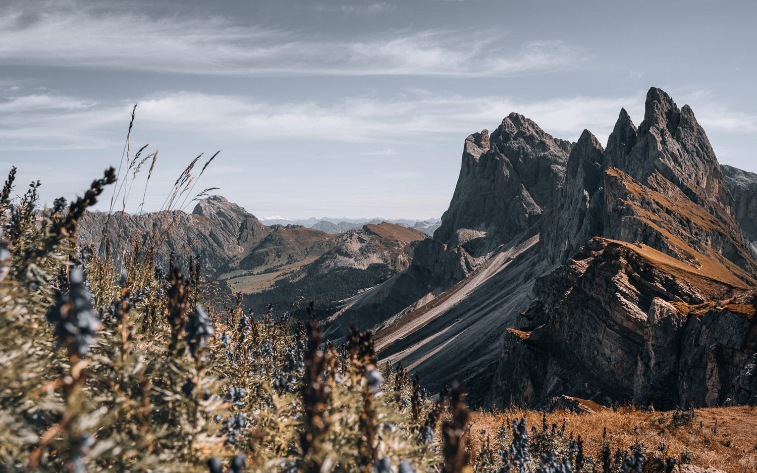 Beautiful panoramic view of Seceda in the Dolomites of Italy