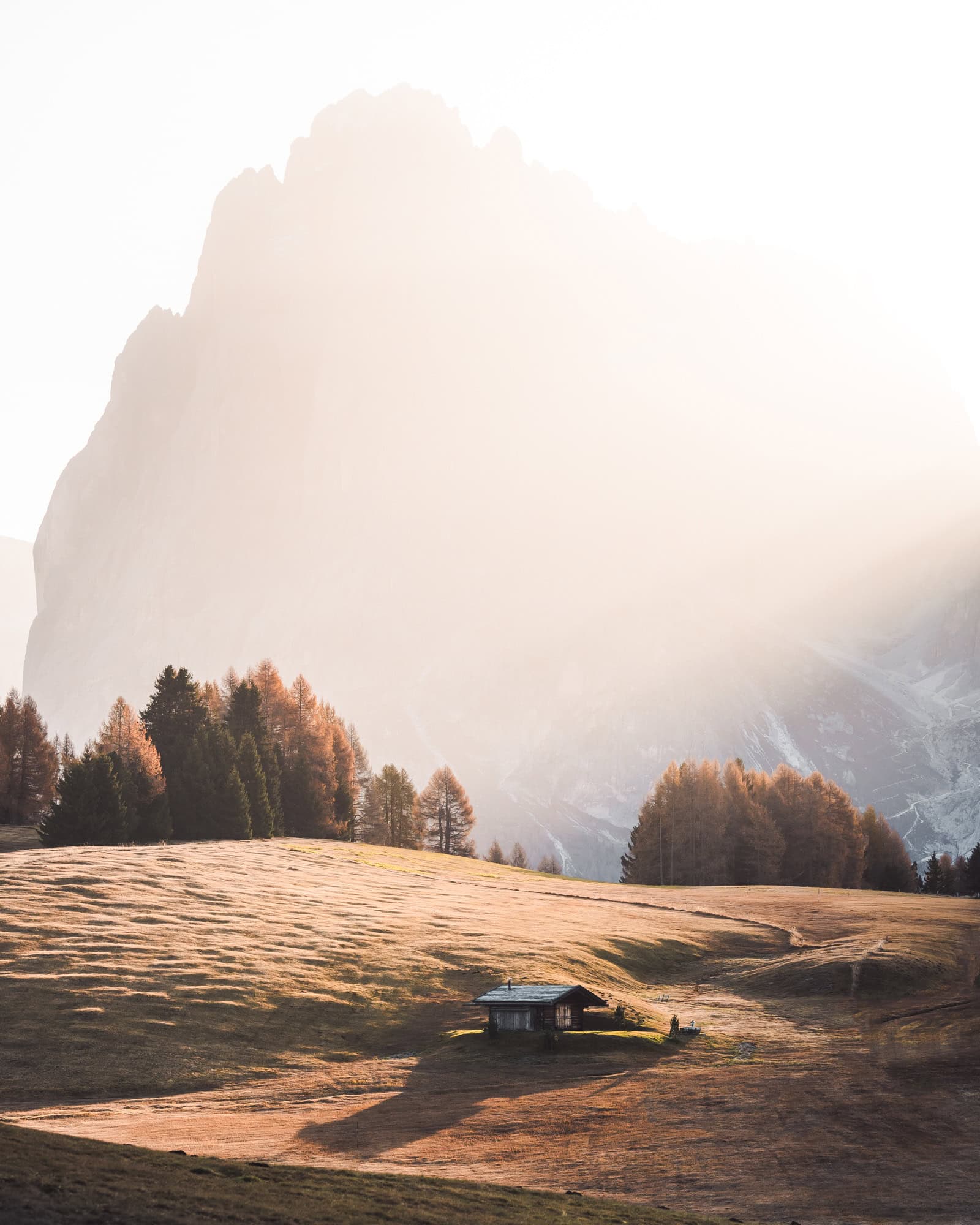 Hut in front of a giant rock