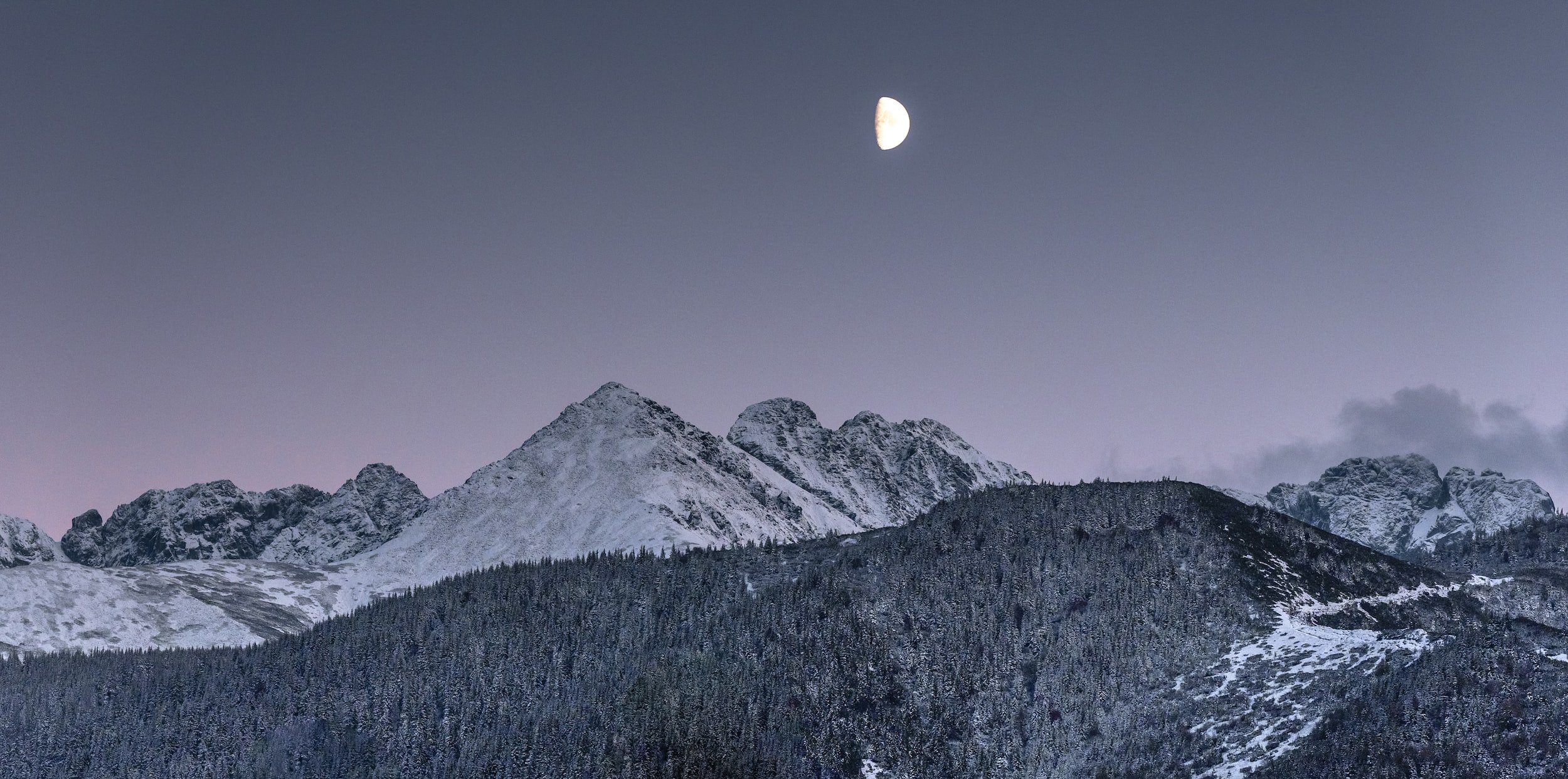 unsplash image of mountain and moon
