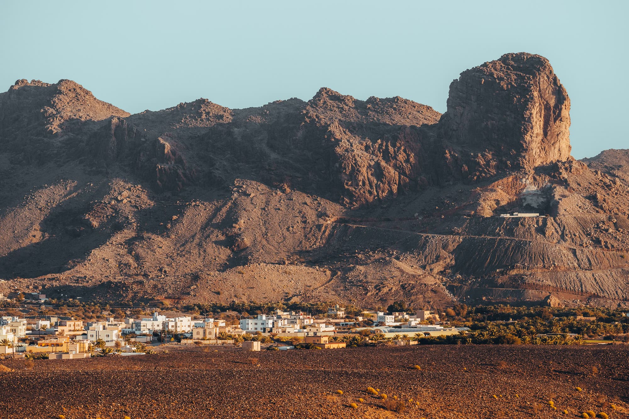 Beautiful view on town and mountains in Oman