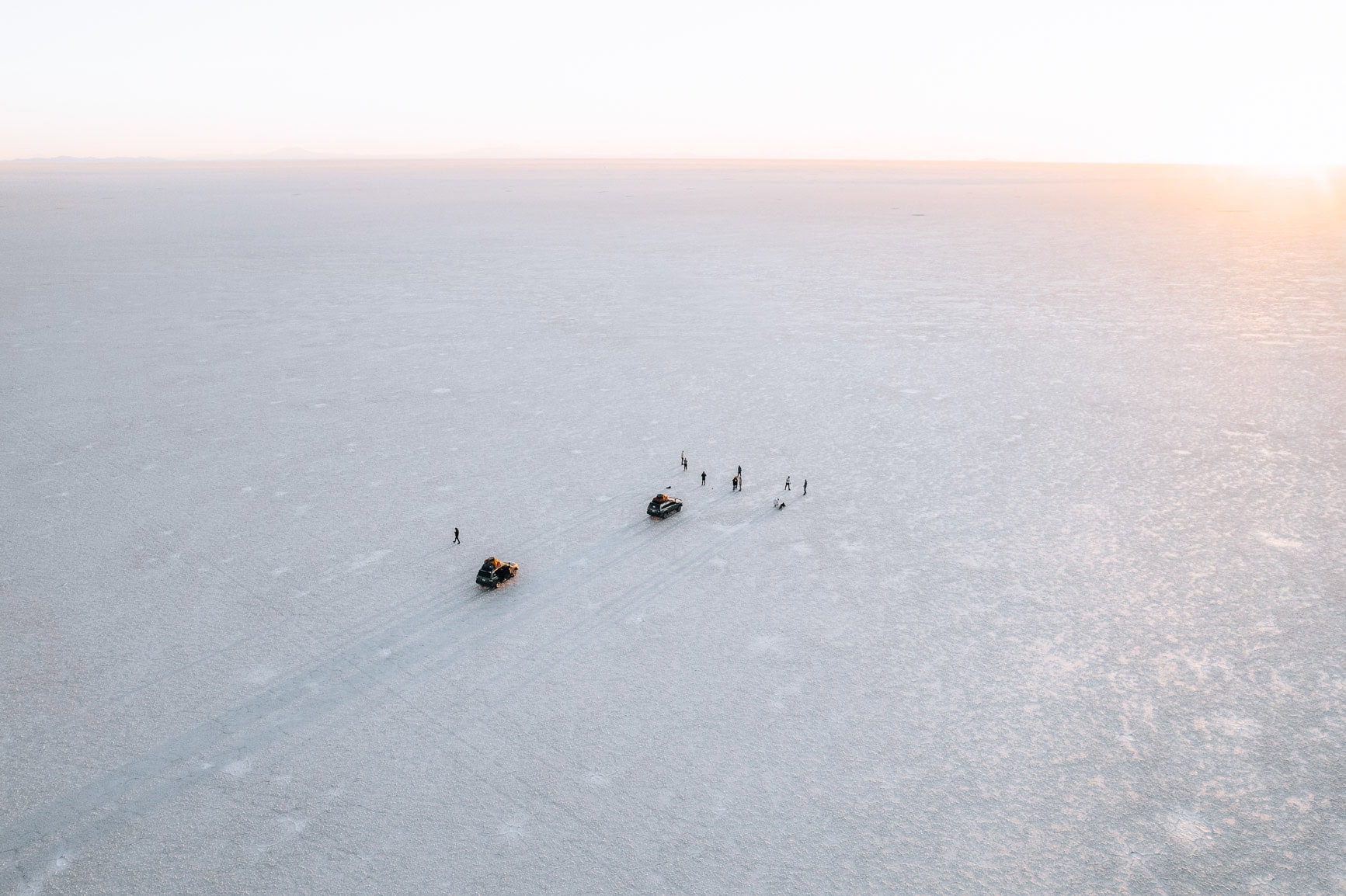 First sunlight on the salt flats of Bolivia