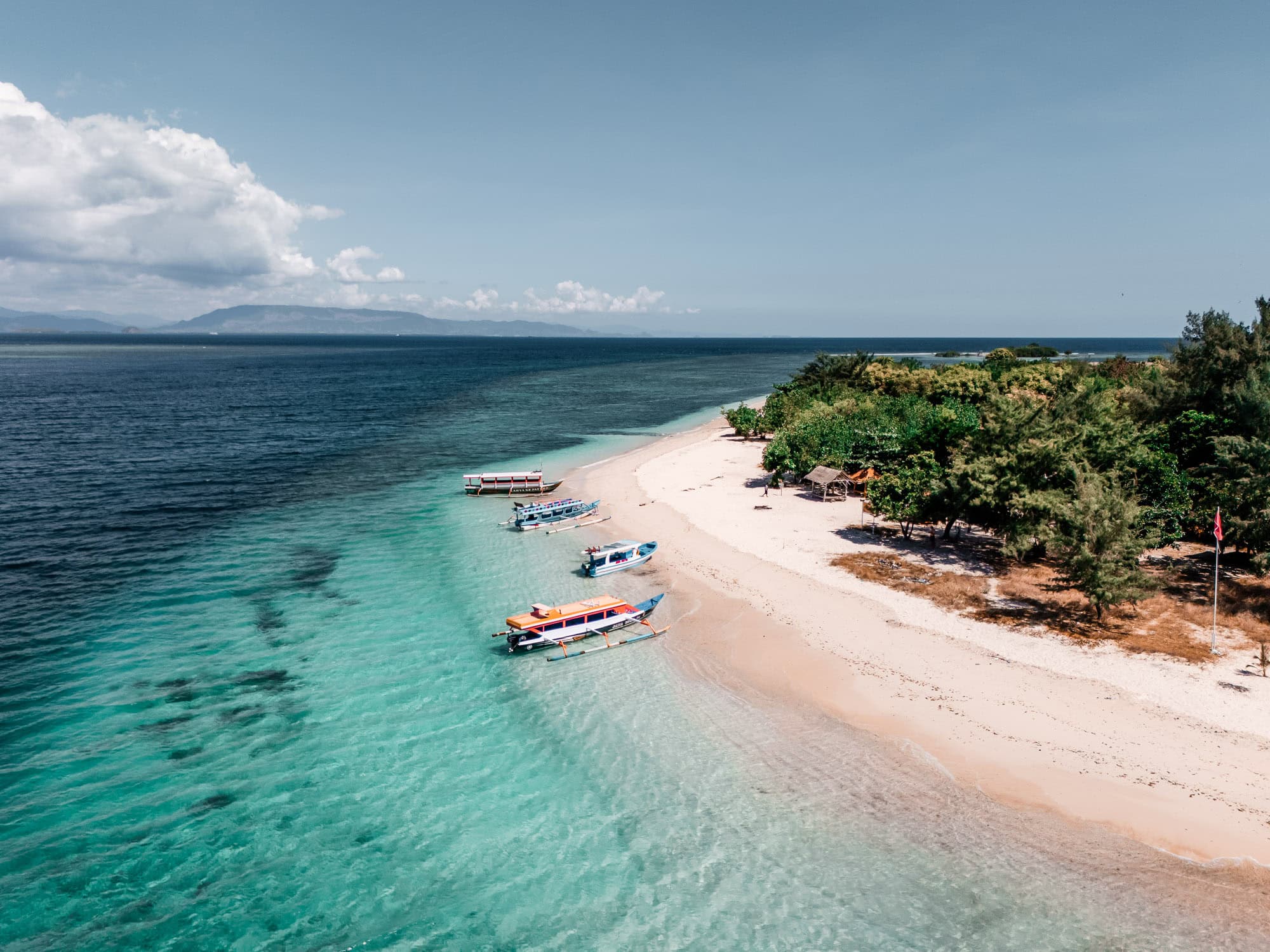 Boats on an abandoned island in Indonesia