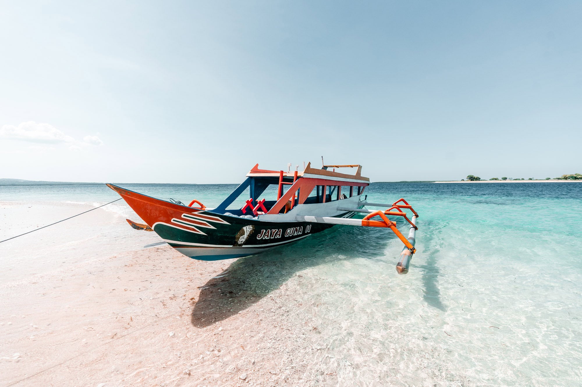 Boat on an abandoned island in Indonesia