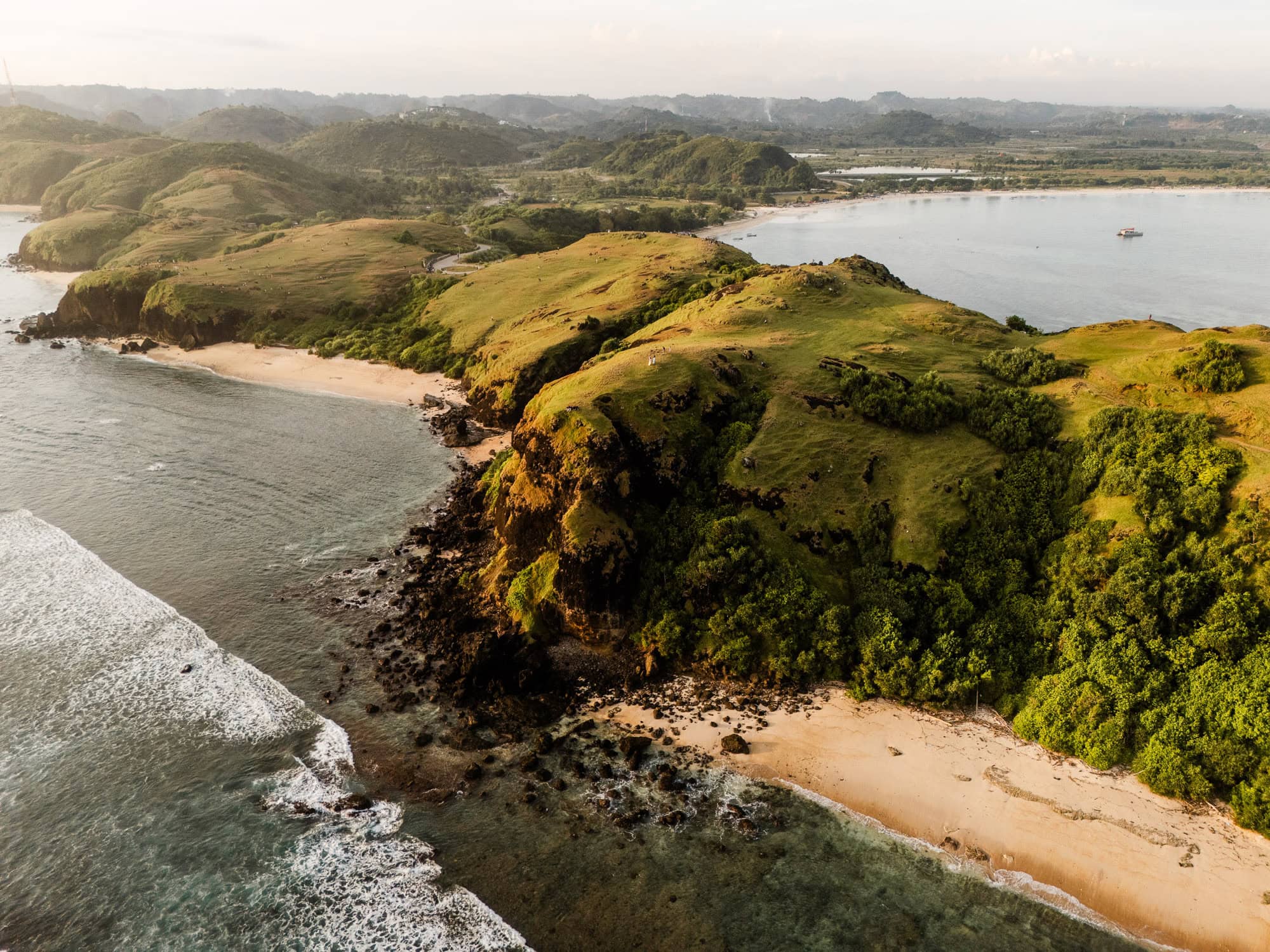Green hills close to the ocean