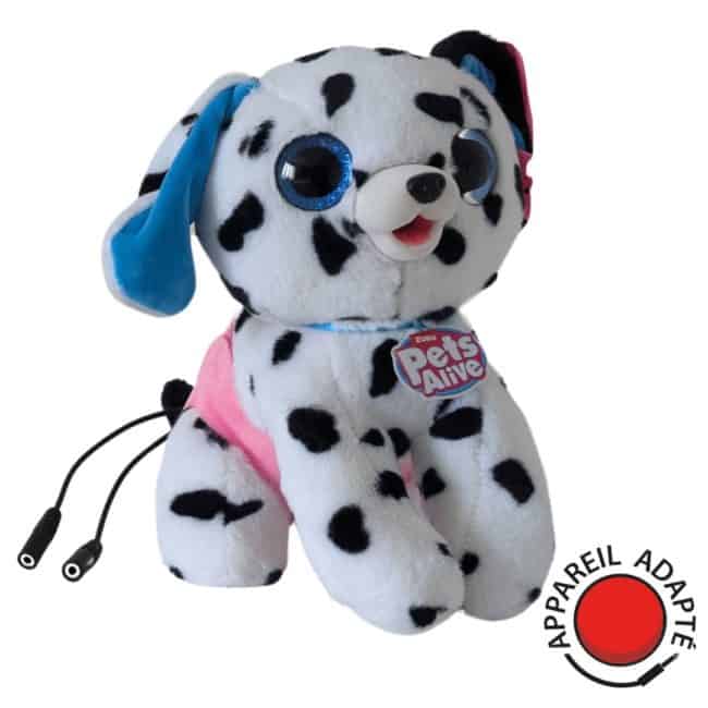 Peluche interactive modèle Dalmatien de la collection Pets Alive Pooping Puppies, adaptée pour contacteurs et idéale pour une utilisation avec un bouton connecteur
