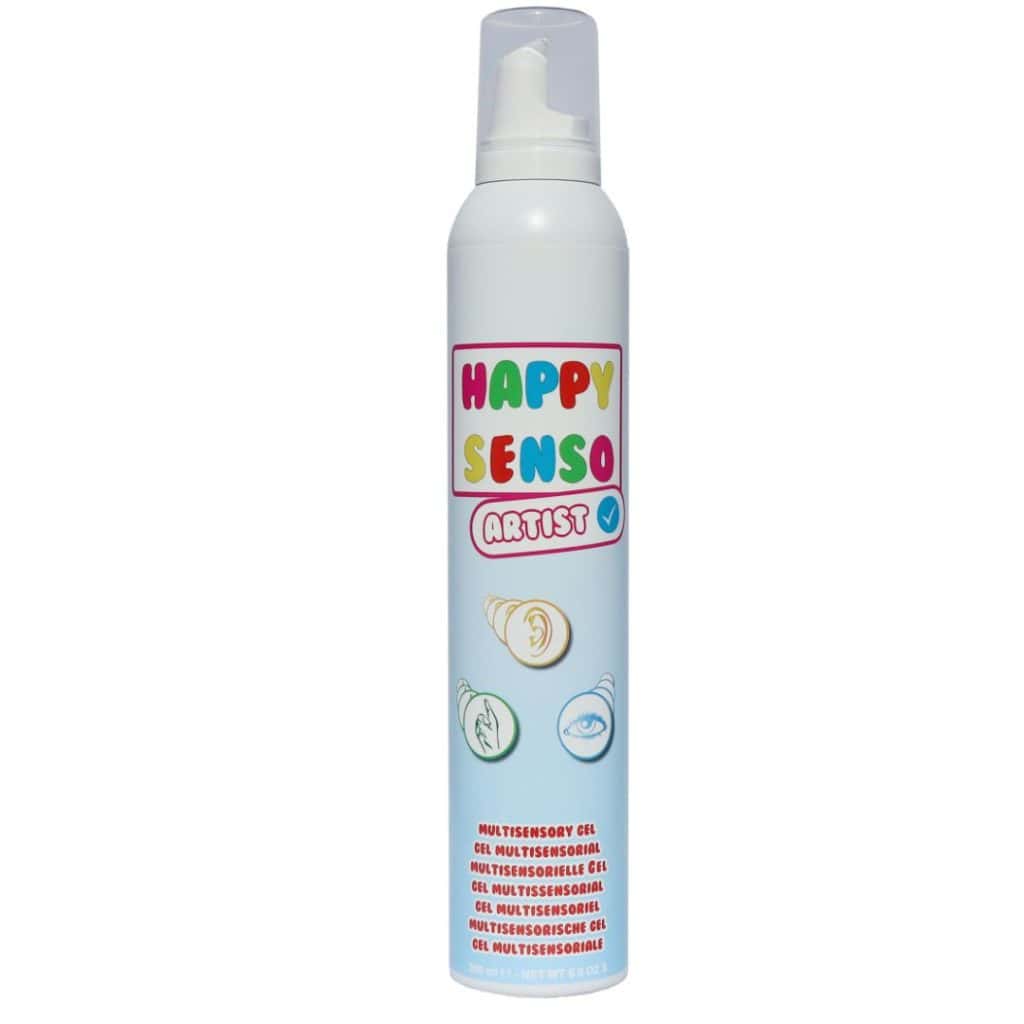 Gel multisensoriel Happy Senso Artiste Neutre, couleur bleue, sans parfum, stimulant la vue, le toucher et l’ouïe
