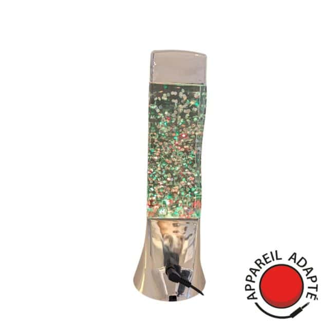 Lampe à paillettes LED multicolores adaptée pour contacteur, idéale pour stimulation sensorielle.