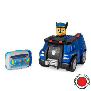 Voiture télécommandée Pat'Patrouille avec télécommande adaptée pour contacteurs, idéale pour des jeux inclusifs