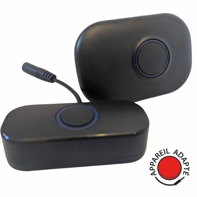 Boîtier émetteur de sonnette sans fil adaptée avec contacteur, conçu pour les personnes en situation de handicap