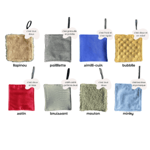 Ensemble de 8 carrés sensoriels Mini SAM avec différentes textures pour stimulation tactile