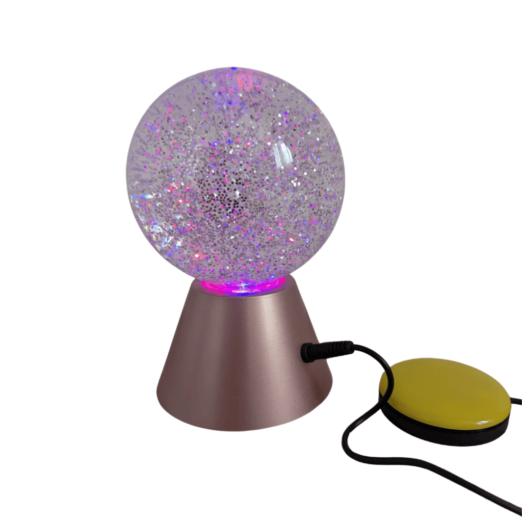 Jeux d'été pour enfant handicapé : préparons-nous à nous amuser ensemble ! 2 lampe à boule en verre à paillettes adaptée pour utilisation avec contacteur