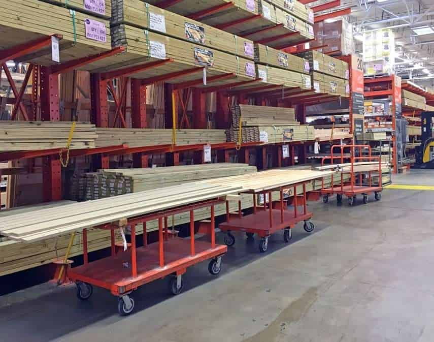 duty P&H Casters warehouse carts for material handling and transport.