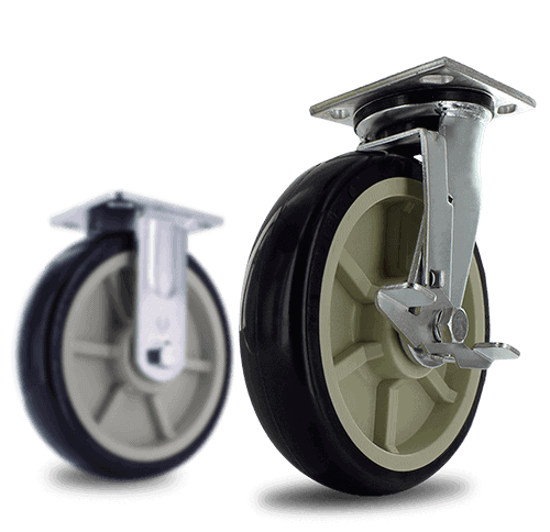 Heavy-duty industrial casters for material handling equipment