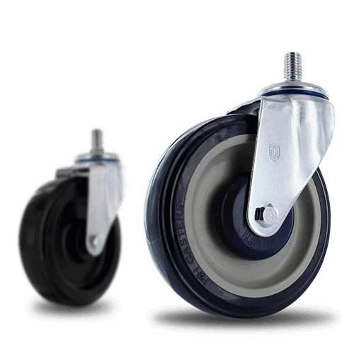 Quiet and reliable caster wheels for shopping carts in retail stores