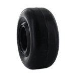 Durable black rubber caster wheel for industrial carts and machinery.