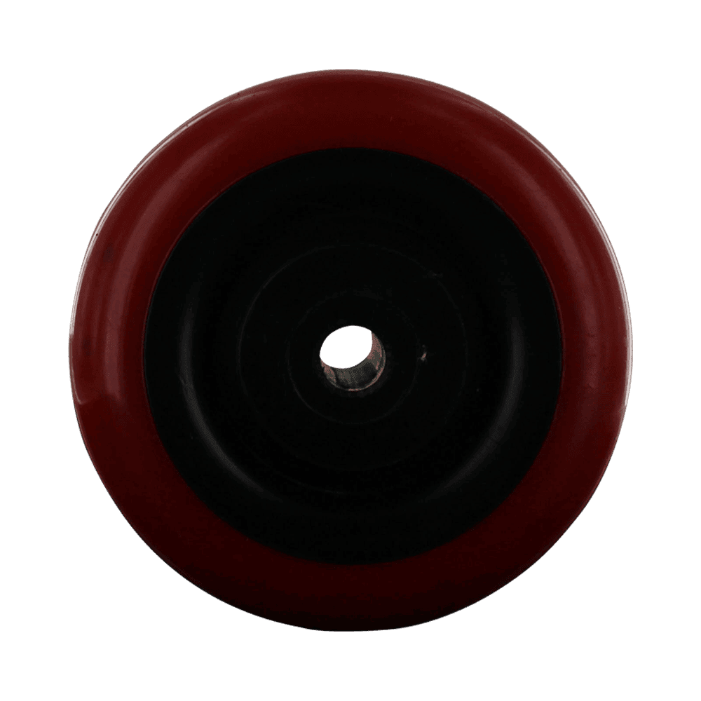 Quality red rubber caster wheel for industrial applications.