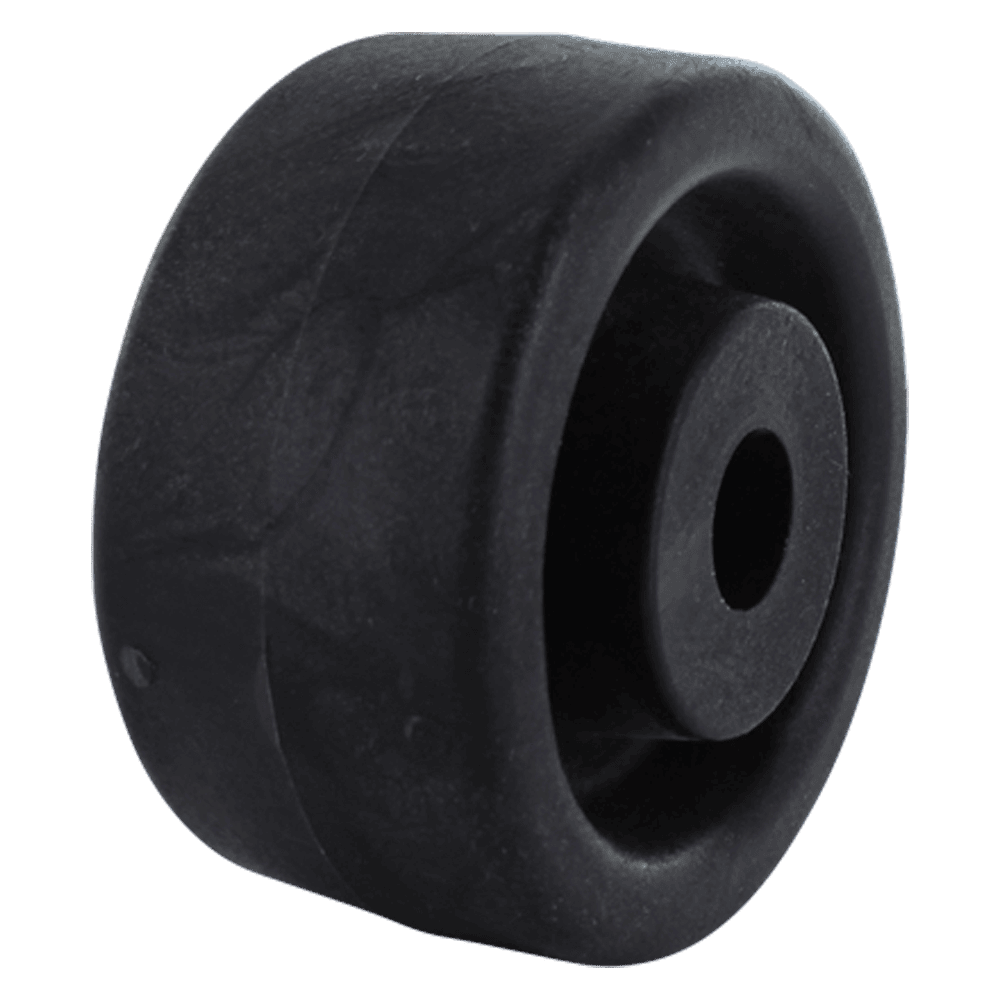 P&H Casters black rubber wheel for industrial applications.