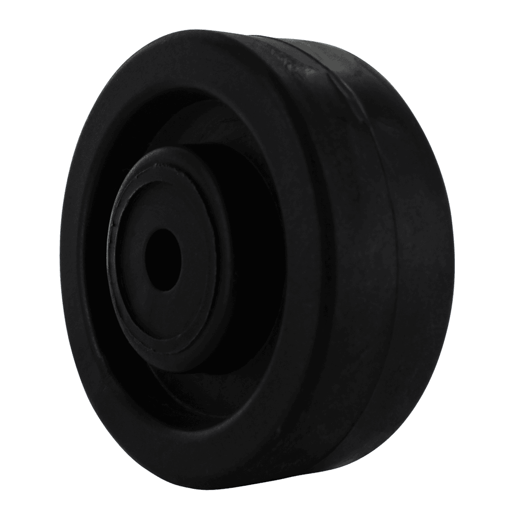 Heavy-duty black caster wheel for industrial applications.