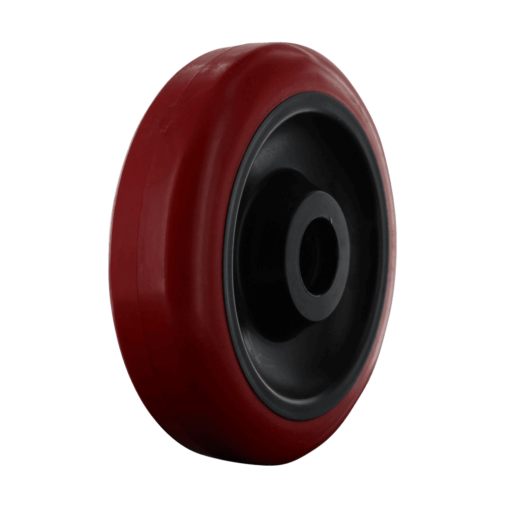Heavy-duty red caster wheel for industrial applications.