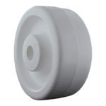 Heavy-duty white caster wheel for industrial carts and equipment.