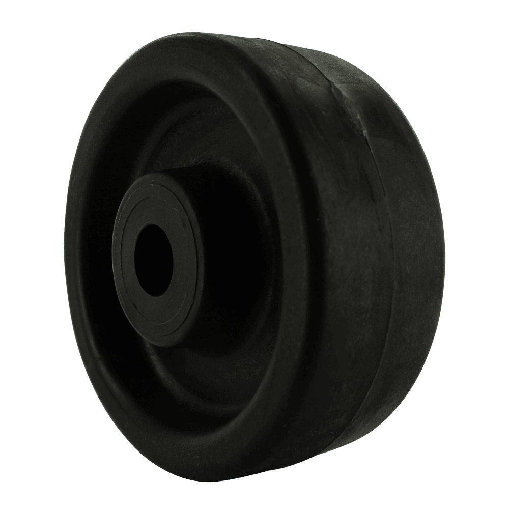 Heavy-duty black caster wheel for industrial equipment.