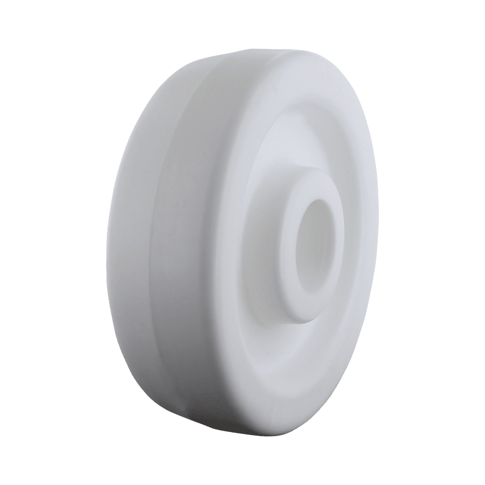 Heavy-duty white caster wheel for industrial applications.