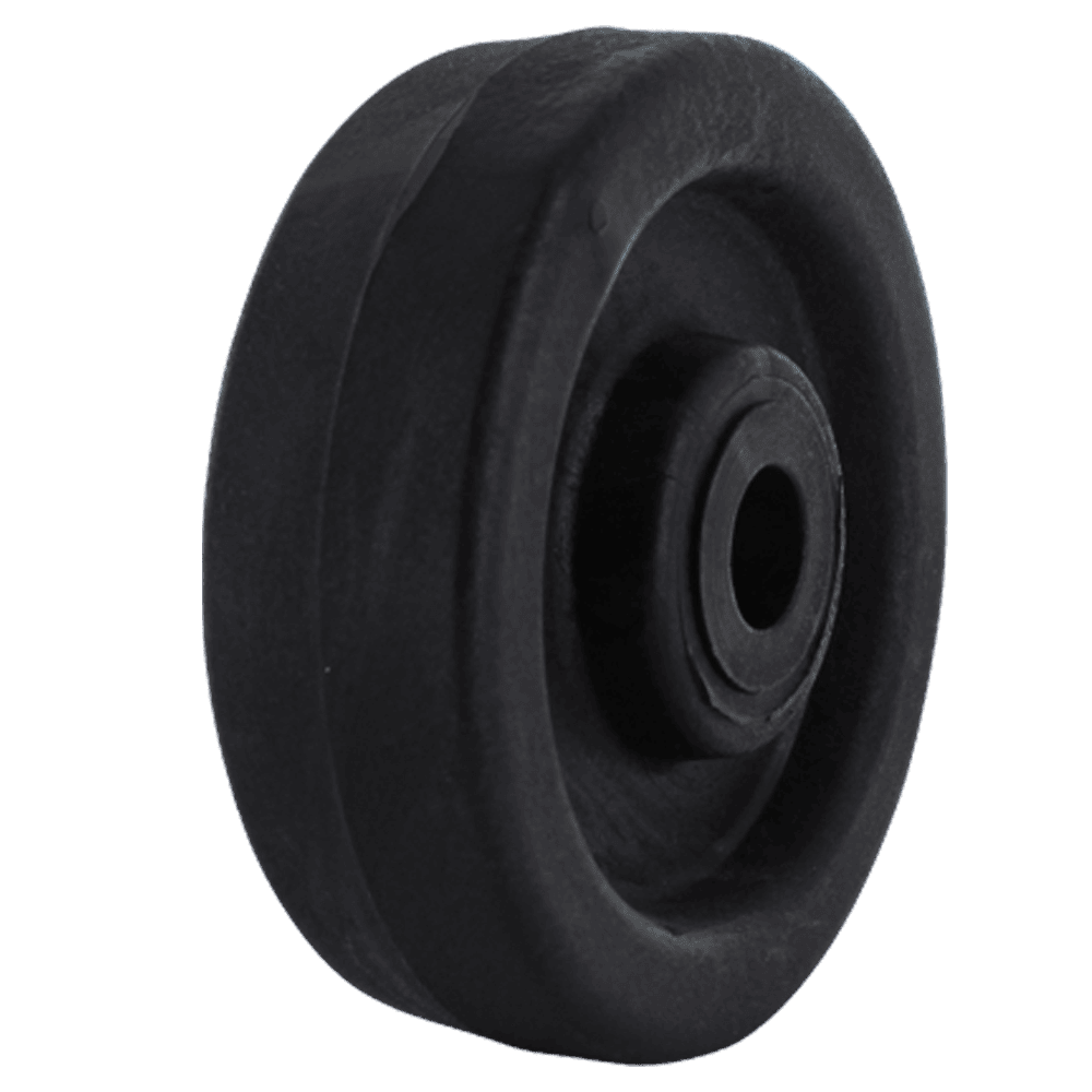Heavy-duty black caster wheel for industrial applications.