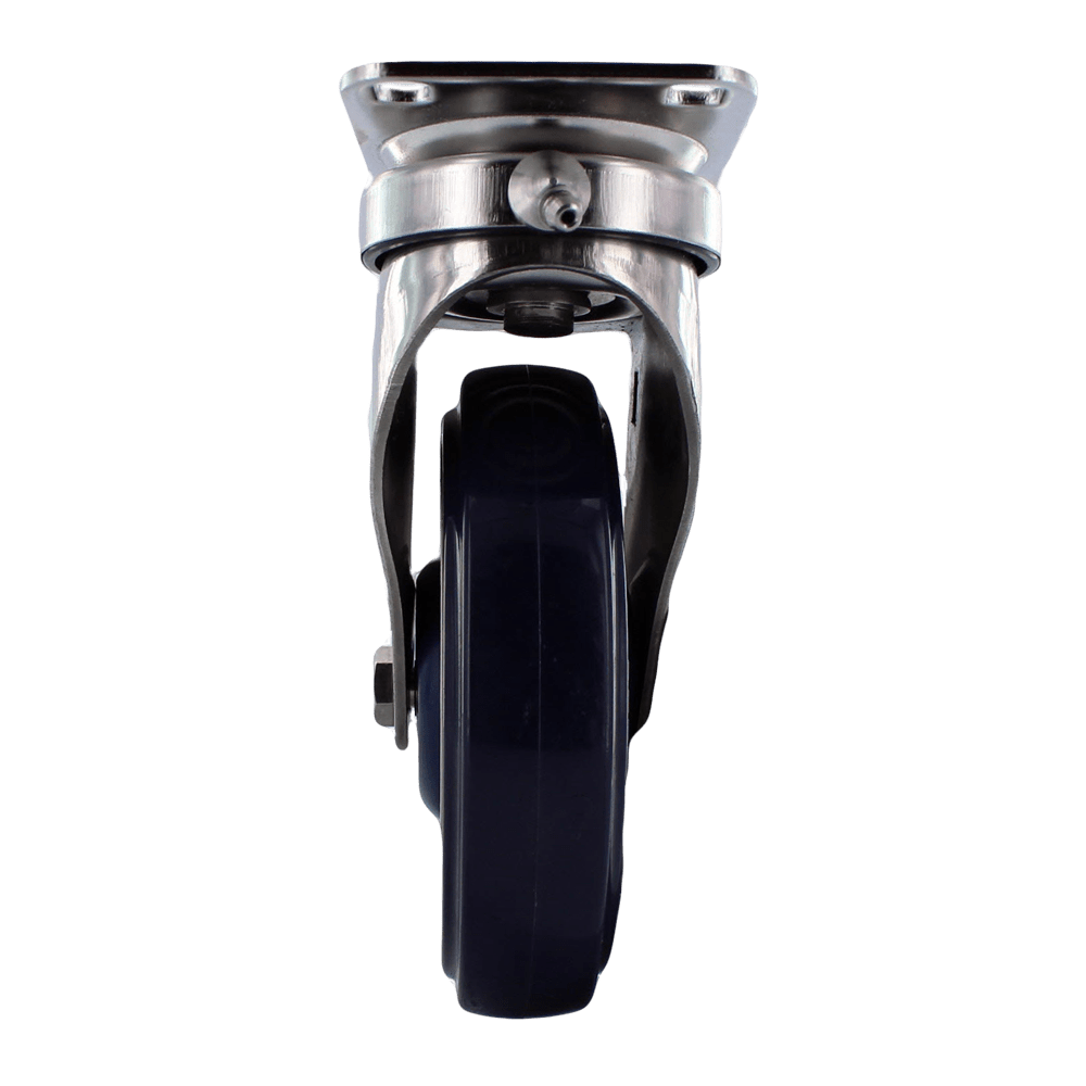 Quality P&H Casters wheel with durable metal frame and smooth rolling black rubber tire.