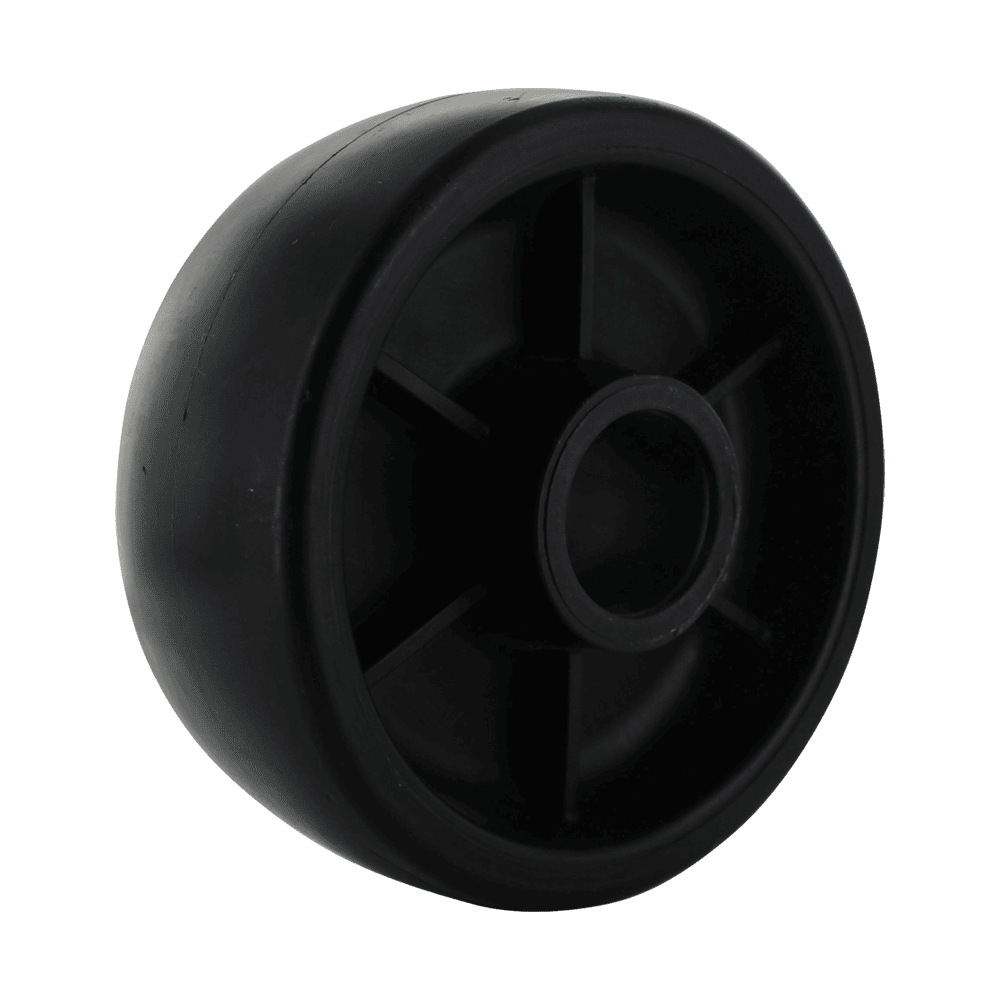 Heavy-duty black caster wheel for industrial applications.