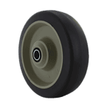 Quality rubber wheel with durable beige core and bearing.