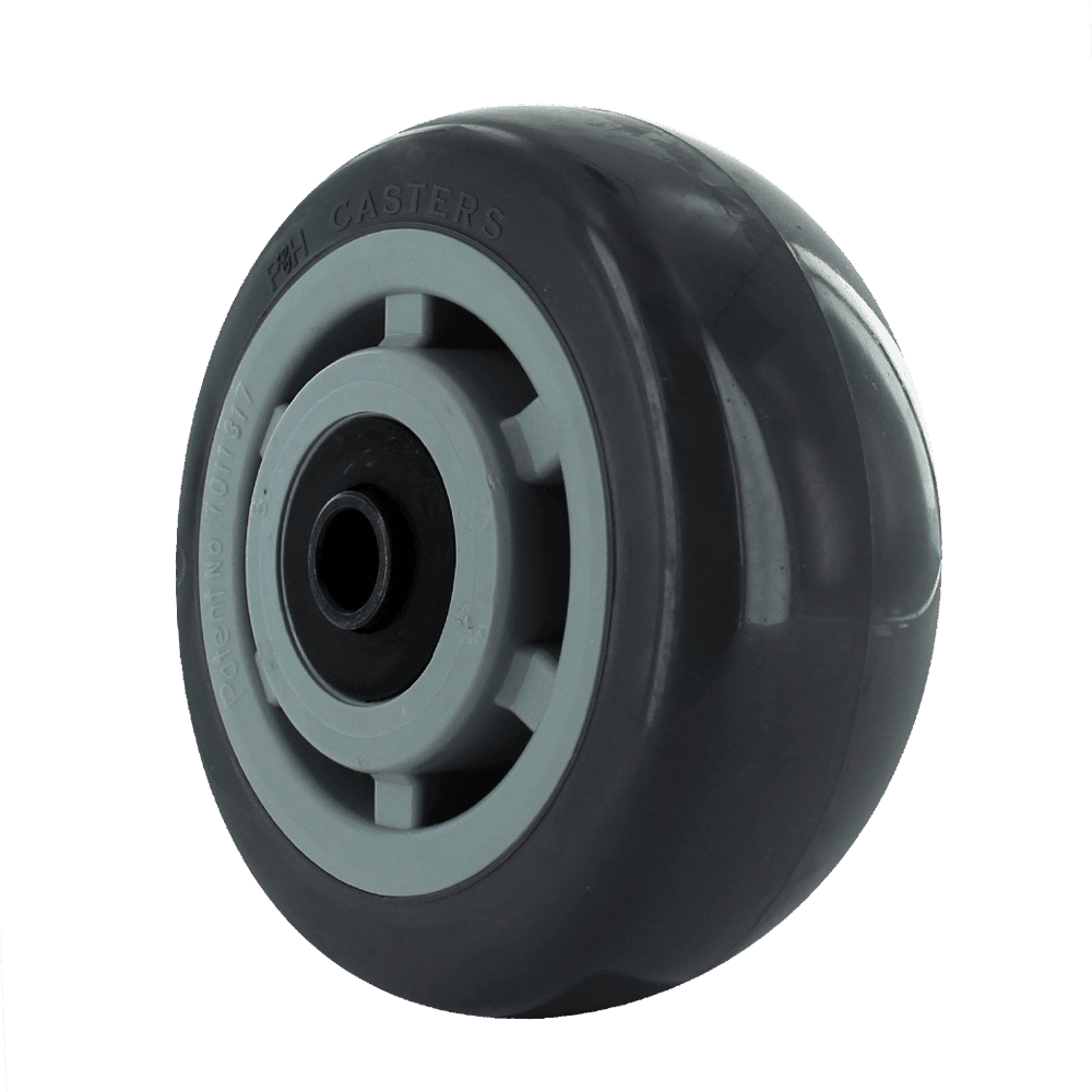 Wheel for industrial carts and equipment.