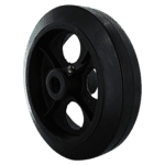 Heavy duty black caster wheel with durable construction for industrial applications.