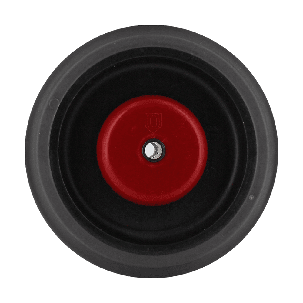 Heavy-duty caster wheel with red core for industrial use.