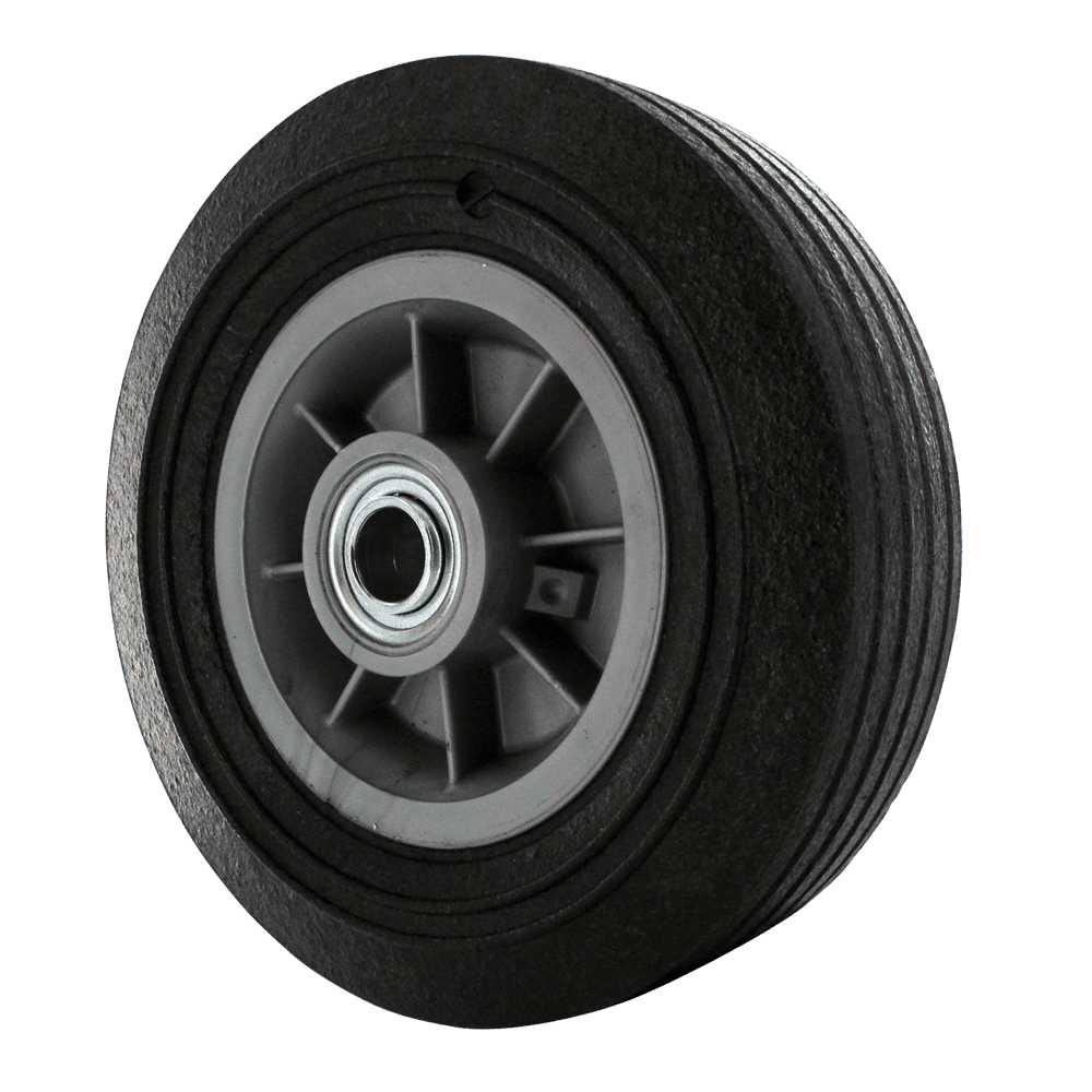 Heavy-duty caster wheel for industrial carts and equipment.