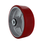 Heavy-duty red caster wheel for industrial equipment and carts.