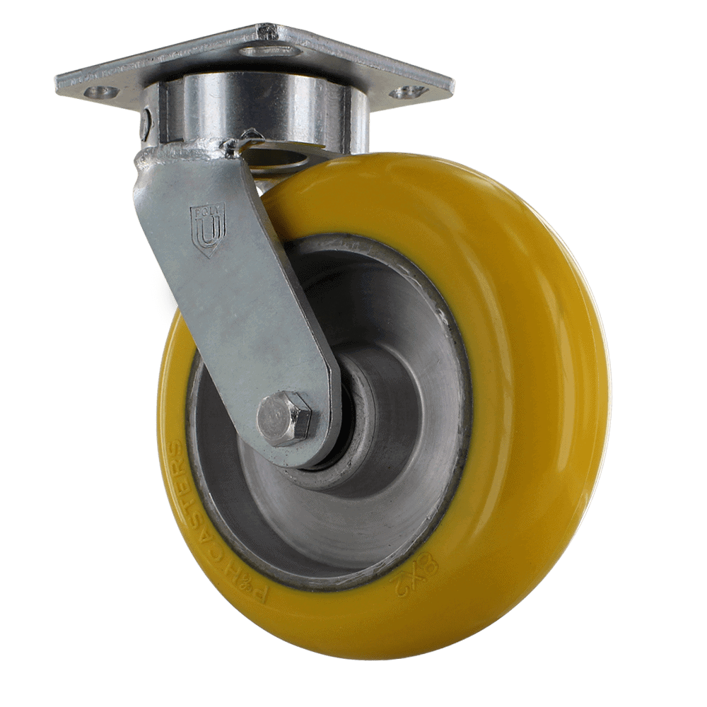 Duty yellow caster wheel for industrial applications.