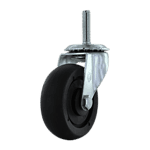 Industrial caster wheel with durable rubber tire and metal mounting plate for heavy equipment.