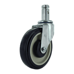 Heavy duty caster wheel with durable rubber tire and metal mounting plate for industrial application.