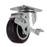 Caster wheel with brake for industrial equipment.