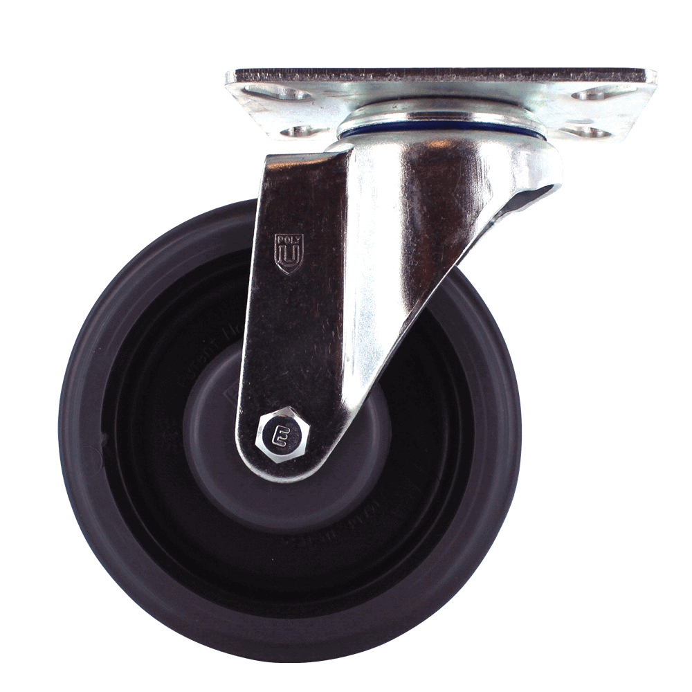 Quality P&H caster wheel with durable rubber tire and metal mounting plate.