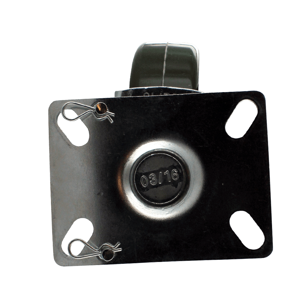 Caster wheel with mounting plate for industrial applications.