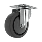 Industrial caster wheel with durable rubber tire and metal mounting plate.