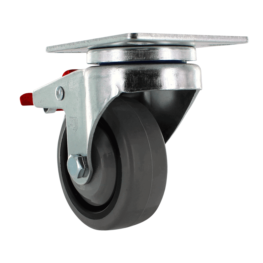 Quality industrial caster wheel with durable rubber tire and metal frame for smooth movement and loa.
