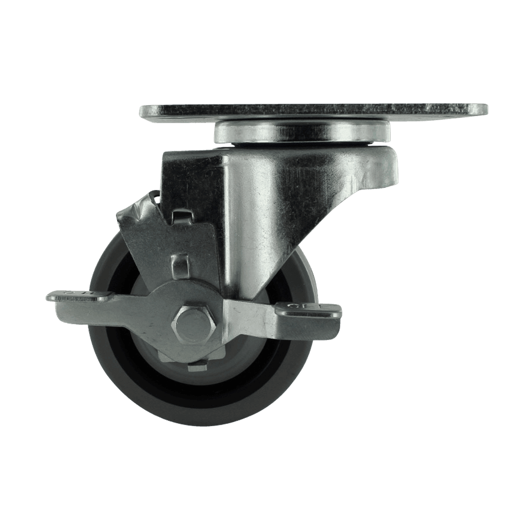 Duty swivel caster wheel with brake for smooth movement and stability.